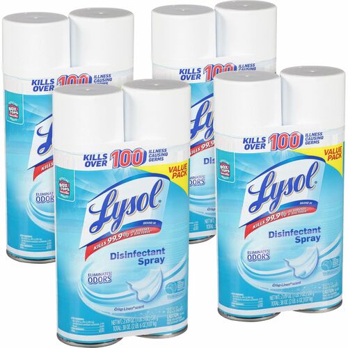 Reckitt Benckiser Disinfectant Spray, Crisp Linen, 19oz, 2/PK, 4PK/CT
