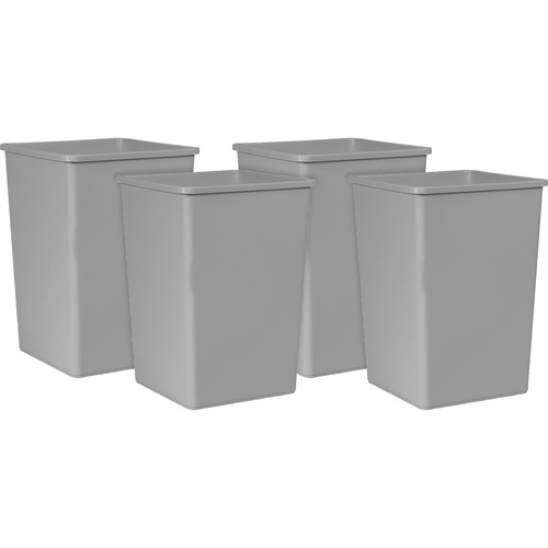 Rubbermaid Commercial Products Waste Container, Square, Indoor/Outdoor, 35 Gallon, 4/CT, GY