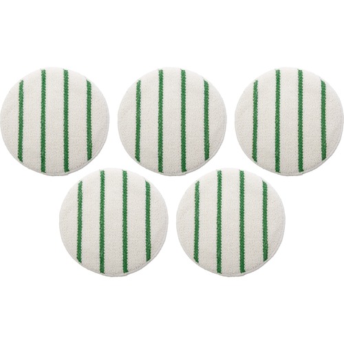 Rubbermaid Commercial Products Carpet Bonnet,w/Scrub Stripes,LowProfile,19"Dia,5/CT,WE/GN