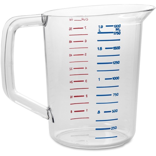 Rubbermaid Commercial Products Measuring Cup, Break-resistant, Metric/Cup, 2 Qrt, 6/CT, CL