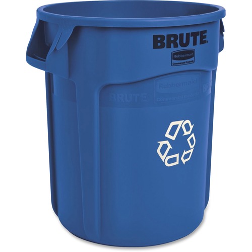 Rubbermaid Commercial Products Recycling Container, Brute, w/Handles, 20 Gal, 6/CT, Blue