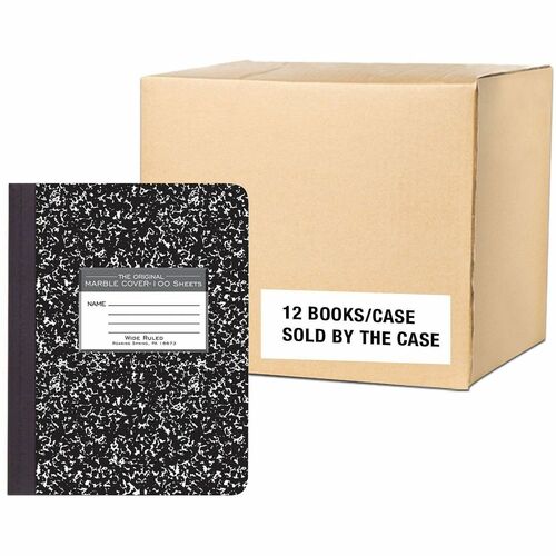 Roaring Spring Paper Products Composition Book,Wide-Rld,100-Sht,7-1/2"x9-3/4",12/CT,BK