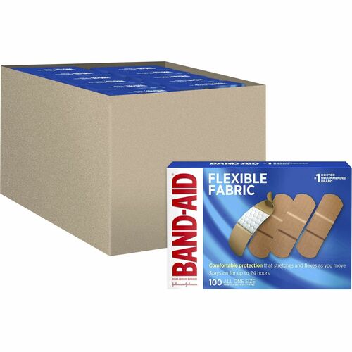 Johnson & Johnson Bandages,Flex Fabric,Self-Adhesive,1 Size,1",100/BX,12BX/CT