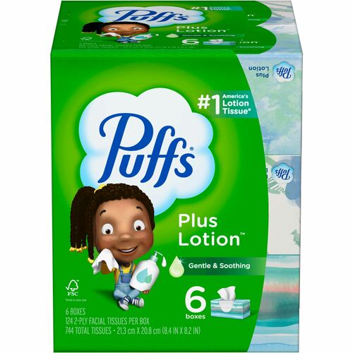Procter & Gamble Commercial Facial Tissue, w/ Lotion, 2-Ply,124/BX, 6BX/PK, WE