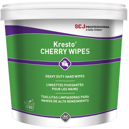 S.C. JOHNSON & SON, INC Hand Wipes, 130 Wipes/Bucket, Cherry, 10"x12", White/Red