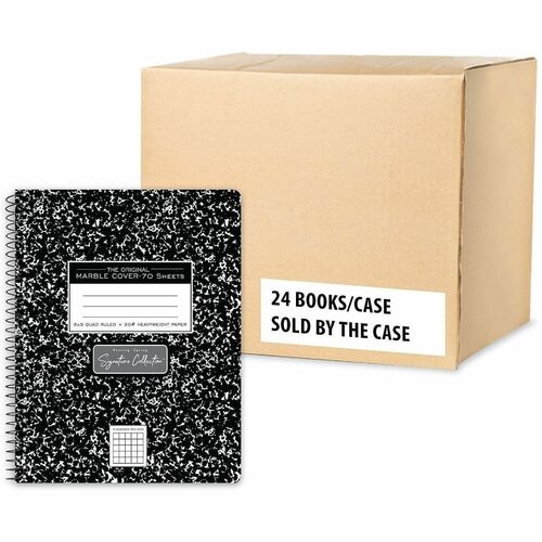 Roaring Spring Paper Products Composition Book,Quad-Ruled,70Sht,9-3/4"x7-1/2",24/CT,BK/WE