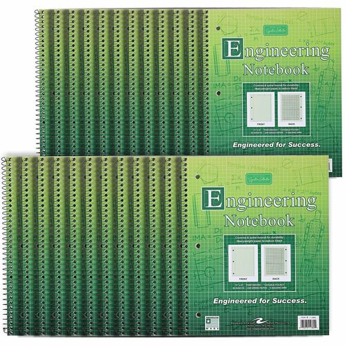 Roaring Spring Paper Products Notebook,f/Engineers,3HP,5x5 Ruled,20 lb,9"x11",24/CT,GN