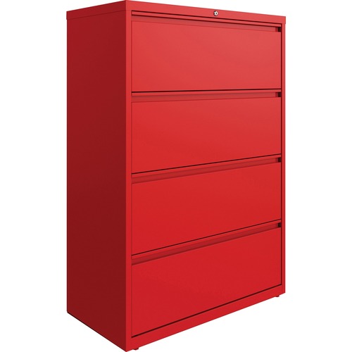 Lorell Lateral File, 4-Drawer, 36"x18-5/8"x52-1/2", Red
