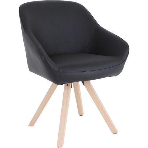 Lorell Guest Chair, Wood Legs, 25-3/8"x24"x33-1/2", Black
