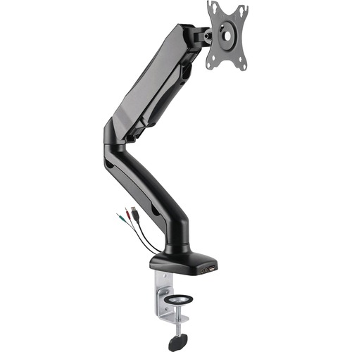 Lorell Monitor Arm, Single, w/USB, 2 Sections, Adjustable, Black