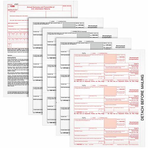 Tops Tax Form, 1099-NEC, 5-1/2"Wx8-1/2"Lx1/2"H, 50/PK, White