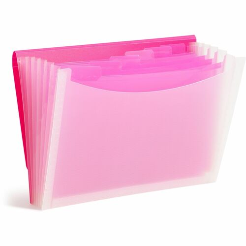 Smead File, Expanding, 6 Divider, 9-1/2"Wx13"Lx3/5"H, Pink/Clear