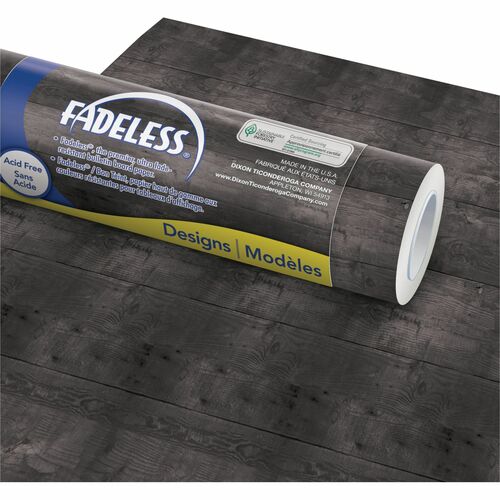 Pacon Paper Roll, Black Shiplap, Fadeless, 48"x50", BK