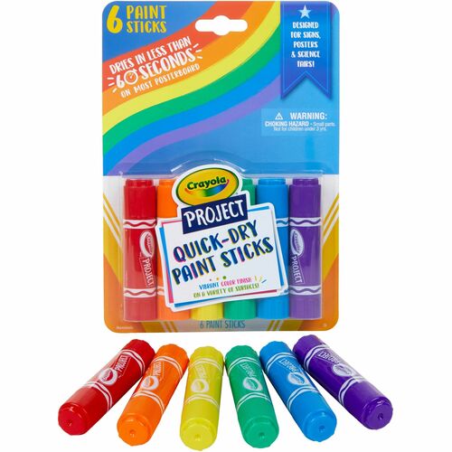 Crayola Paint Stick, Quick Dry, Washable, 6/PK, AST