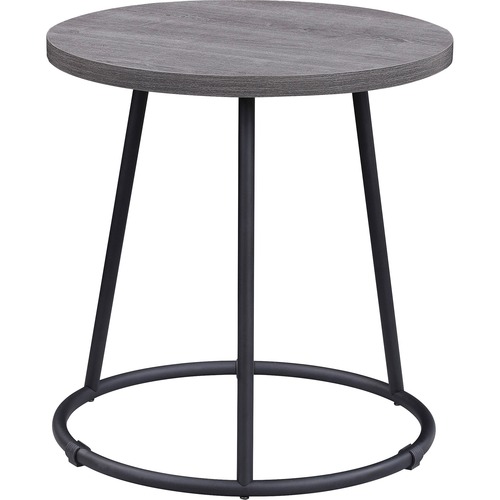 Lorell End Table, Round, Steel Base, 19"x19-3/4", WCharcoal