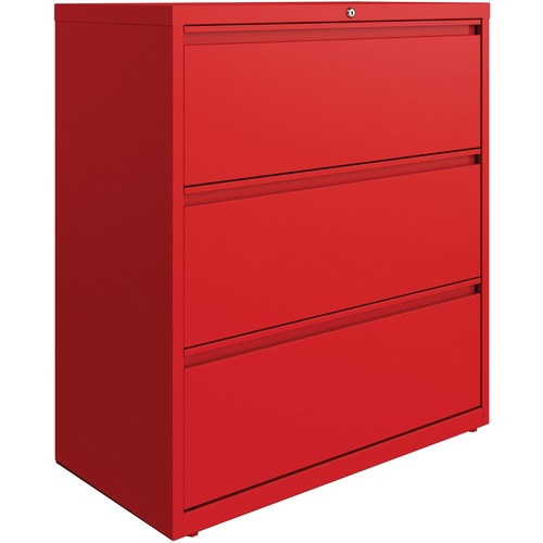 Lorell Lateral File, 3-Drawer, 36"x18-5/8"x40-1/4", Red