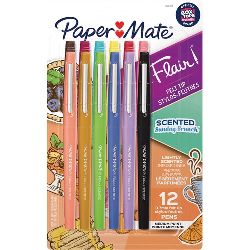 Paper Mate Pen, Flair, Scented, 4-3/4"Wx1"Lx7-3/5"H, 12/PK, AST