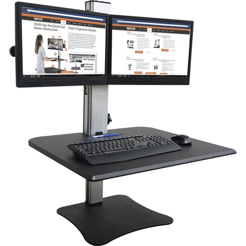 Victor Technology Desk Riser, Dual Monitor, 28"W x 23"L x 0 to15-1/2"H, Black