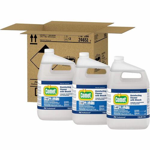 Procter & Gamble Commercial Disinfectant, w/Bleach, Comet, Liquid, 1 Gallon, 3/CT