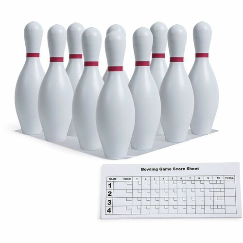 Champion Sports Bowling Pin Set, Plastic, w/Setup Sht/Score Pad, 10/ST, WE
