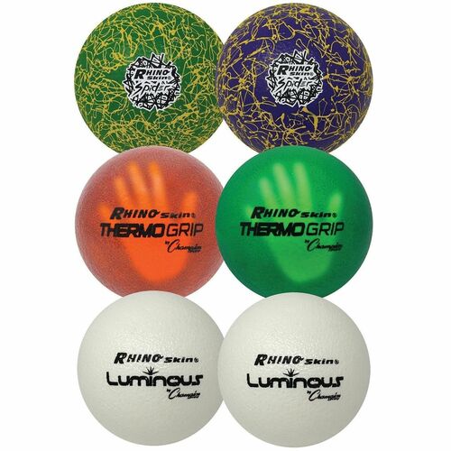 Champion Sports Dodgeballs, ThermoGrip/Spider/Luminous, 6", 6/ST, AST