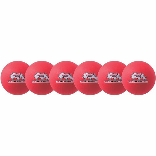 Champion Sports Dodge Ball Set, Low-Bounce, 6", 6/Set, Neon Red