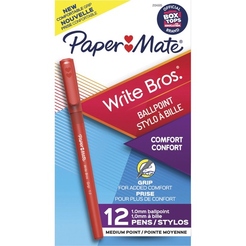 Paper Mate Pen, Ballpoint, Write Bros, 1.0mm, 1 DZ, Red
