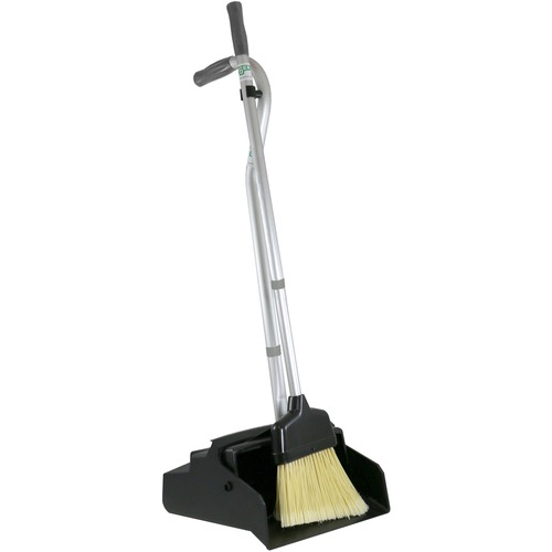 Unger Lobby Dustpan,w/Broom,10" Telescopic Handle,12"x45",SR/BK/GY