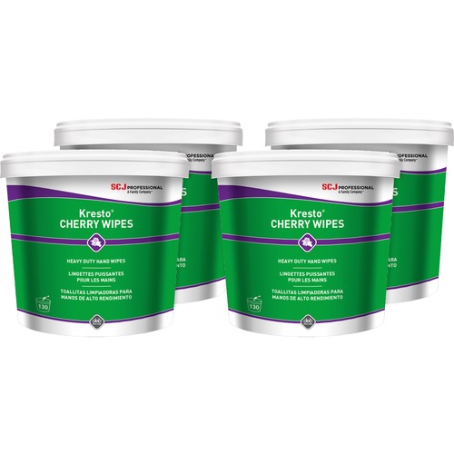 S.C. JOHNSON & SON, INC Hand Wipes, Cherry, 10"x12", 130Wipes/Bucket, 4BKT/CT,WE/RD