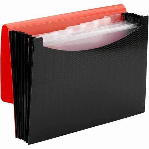 Smead File,Expanding,Poly,6 Pockets,13"x9-1/2",12/CT,Red/Black