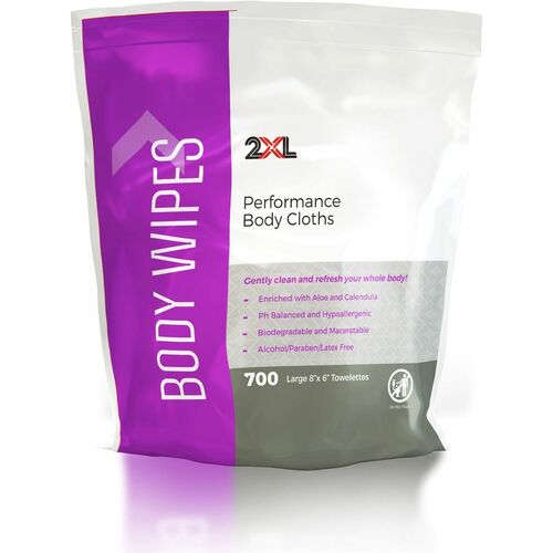 2XL CORP Body Cloths, w/Vitamin E/Aloe, 8"x6", 700/Each, White