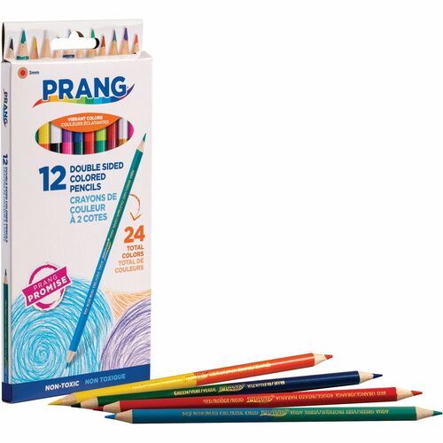 Prang Triangular Colored Pencils With Sharpener, Assorted Colors, 5.5 mm  Core, 12 Count