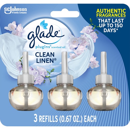 S.C. JOHNSON & SON, INC Air Freshener Refill,f/Plug-in Warmers,Linen,2.01oz,3/PK
