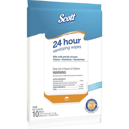 Kimberly-Clark Professional Sanitizing Wipes, 24-Hr, 10 Wipes/PK, 50/CT, White