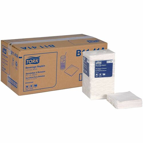 TORK Beverage Napkin, 1-Ply, 4-7/10"Wx9-2/5"L,500/PK,8/CT,WE