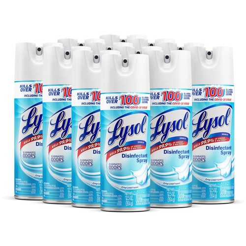 Reckitt Benckiser Disinfectant Spray, Crisp Linen, 12.5 oz, 12/CT, Clear