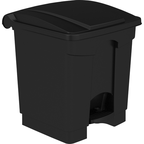 Safco Trash Receptacle,Step-On,8 Gal,16"x16"x17-1/4",BK