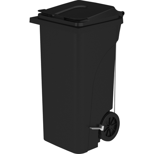 Safco Trash Receptacle,Step-On,Plastic,w/Handles,32 Gal,Black