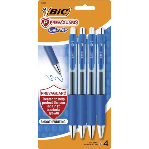 Bic Pen, Gel, PrevaGuard, 0.7mm Point, 4/PK, Blue