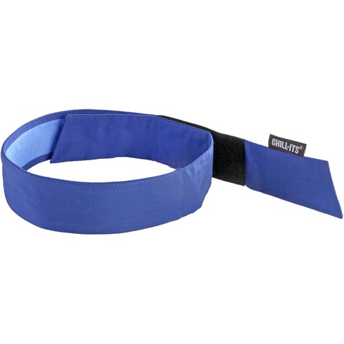 Ergodyne Headband,Bandana,Cooling,Hook/Loop,6/CT,SolidBlue