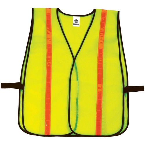 Ergodyne Safety Vest,Non-Certified,Hi-Vis,Hi-Gloss,Hook/Loop,Lime
