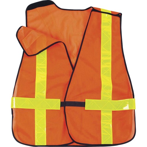 Ergodyne Safety Vest,Non-Certified,X-Back,Hi-Vis,Hook/Loop,Mesh,OE