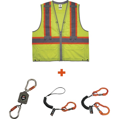 Ergodyne Tool Tethering Kit,SafetyVest,TypeR,Class2,Zipper,L/XL,LM