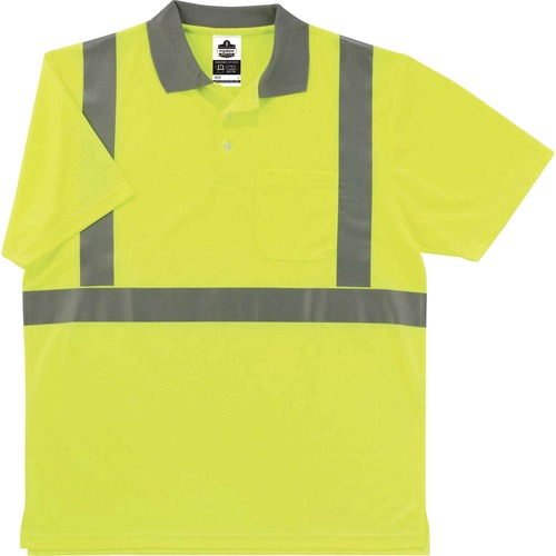 Ergodyne Shirt, Polo,Hi-Vis,SplitHem,MoistureWick,TypeR,Class2,3X,LM