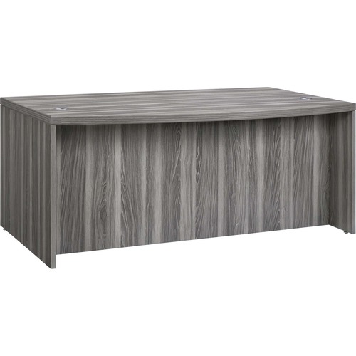 Safco Desk,Bowfront,w/Mod Panel,72"x42"x29.5",Gray Steel