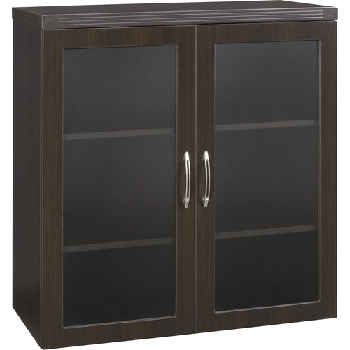 Safco Cabinet,Display,Glass/Wood Doors,36"x18"x39.25",Mocha