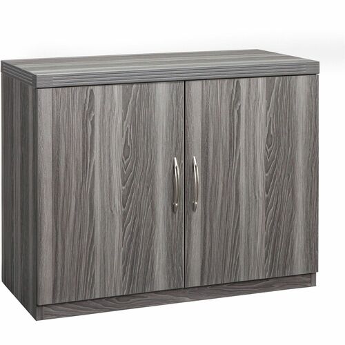Safco Storage Cabinet,w/2 Wood Doors,36"x18"x29.5",Gray Steel