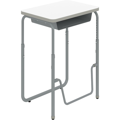 Safco Desk,Hght-Adj,w/Book Bx/Bar,27.75"x19.75"x29"-43",WEboard