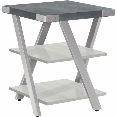 Safco End Table,3-Shelf,Steel/Laminate,20"x20"x25",Stone Gray