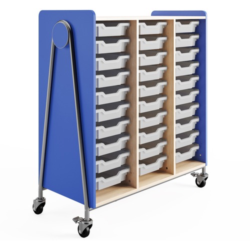 Safco Storage Cabinet,Mobile,w/30 Totes,43.25"x19.75"x48",Blue